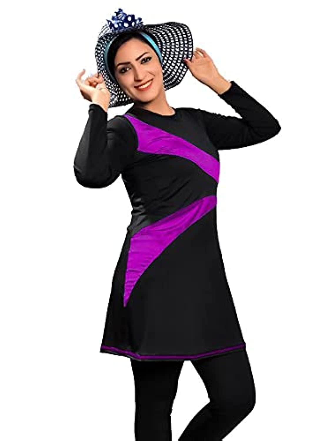 Swimming clothes - legal suit three pieces - black and purple color - women Color Multi Color Size M