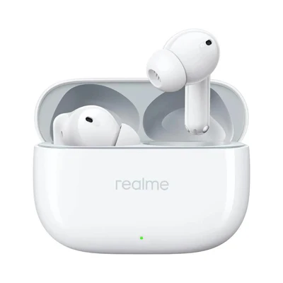 سماعة أذن لاسلكية Realme Buds T300، عمر بطارية يصل إلى 40 ساعة، خاصية إلغاء الضوضاء النشطة، سماعة رأس بلوتوث 5.3 - أبيض