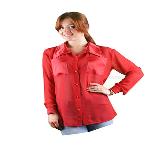 Shirt Material Chiffon Large Size Color Red Size L